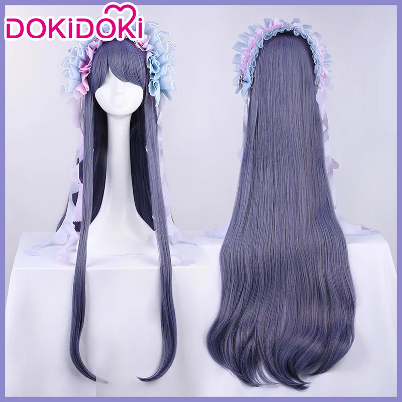 Парик DokiDoki для косплея аниме термостойкий женщин с длинными фиолетовыми пышными