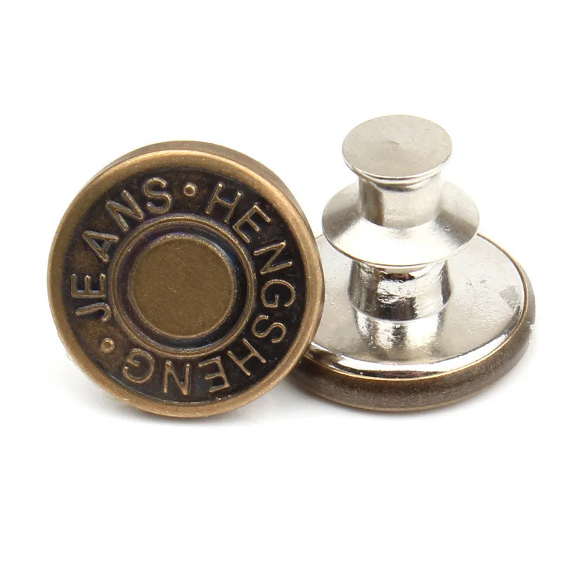 2PCS Buttons Metal Nailed Waist Perfect Fit Seamless Stitching 17mm Knitted Adjustable for Trousers | Дом и сад