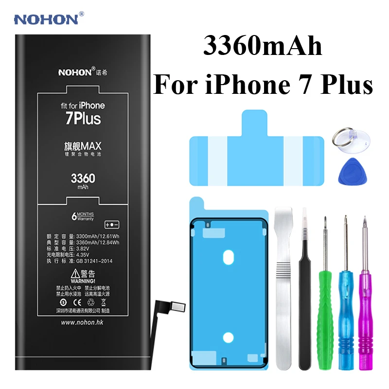 nohon battery for apple iphone 7 8 plus 5s 5c x xr xs max 7plus 7p 8p iphone7 1560 3360mah bateria tools for iphone 5s 8 7 plus free global shipping