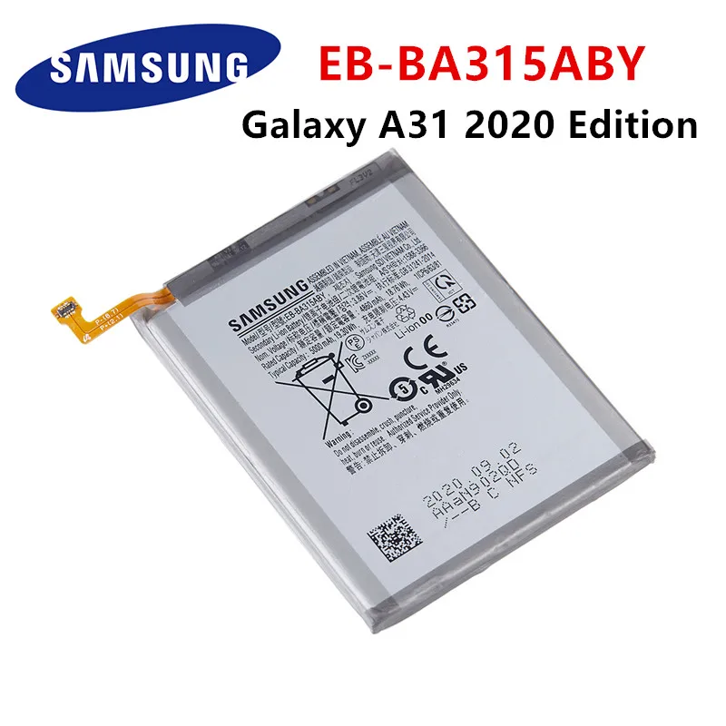 

SAMSUNG Orginal EB-BA315ABY 5000mAh Battery For Samsung Galaxy A31 2020 Edition SM-A315F/DS SM-A315G/DS Mobile phone