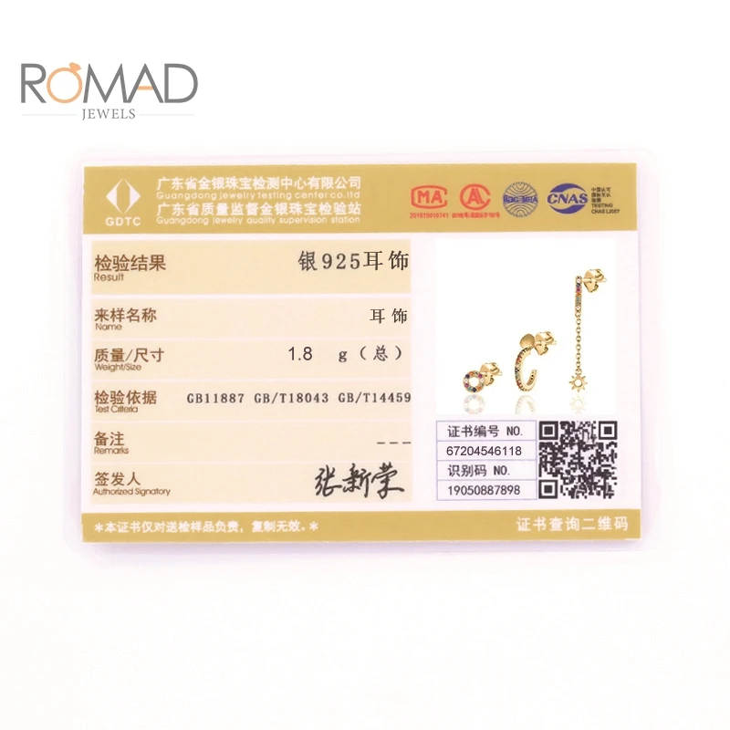 

ROMAD 925 Sterling Silver Original Earrings For Women Color Zirconia Mixed Stud Earring Pendientes