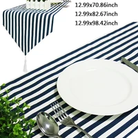 table runner with tassels striped blue and white table runners tablecloths decoration holidays party dining tablecloths