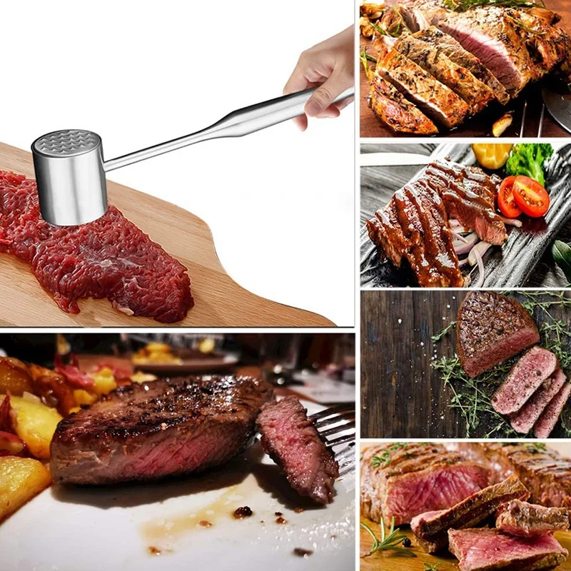 

Meat Mallet Steak Pounder, Meat Tenderizer Hammer Stainless Steel Manual Tool, 12 Inch Premium Kitchen Meat Hammer Crab