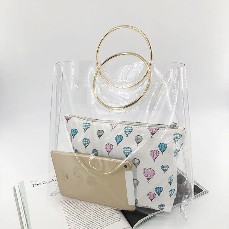 Богемные пляжные сумки 2 шт. женская прозрачная сумка из ПВХ прозрачные женские