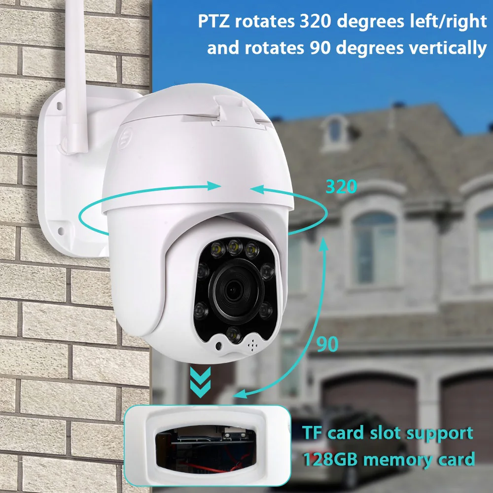 5MP 2MP 1080P FHD беспроводная WiFi IP камера P2P CCTV PTZ купольная камера наружная Водонепроницаемая POE домашняя охранная камера наблюдения SD карта IR 40 м