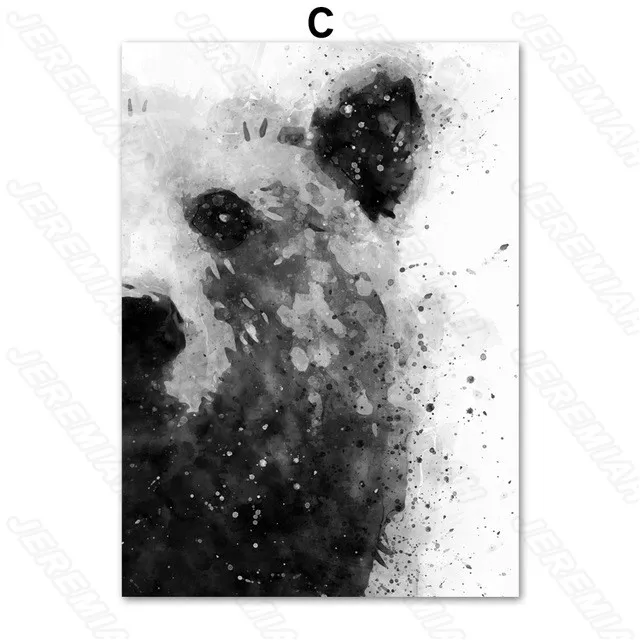 

Raccoon Wolf Panda Black Animal Poster Nordic Style Wall Art Canvas Print Painting Modern Living Room Decoration