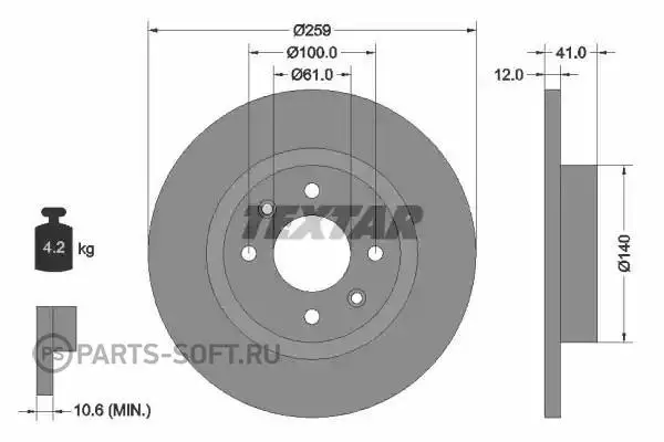 TEXTAR 92175103 Диск тормозной с покрытием PRO перед прав/лев | Salvage Parts Cars