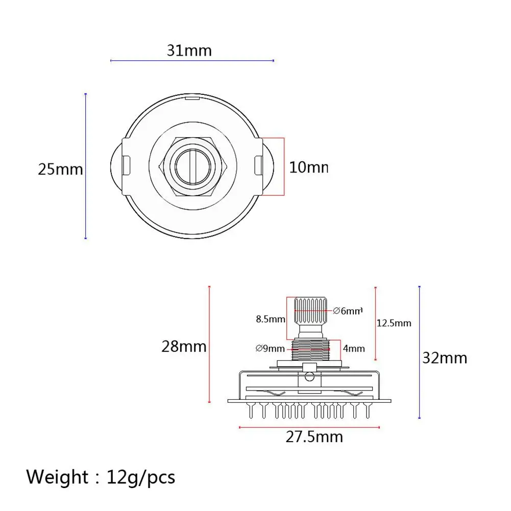 

2P6T Rotating Clutch Two-Knife Six-Segment Switch Potentiometer For Electric Guitar Musical Instrument