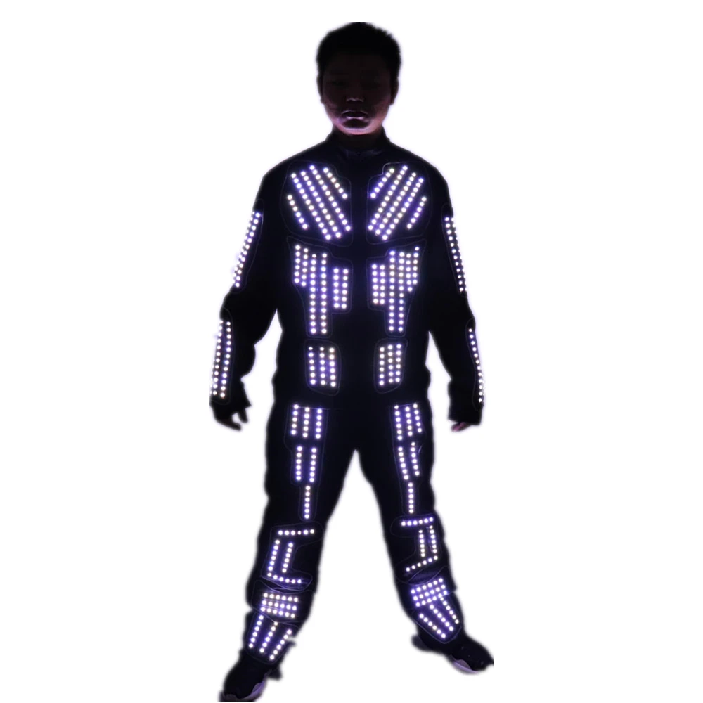 Tron LED костюм Traje робота из светодиодов одежда светящийся танцевальный один Цвет