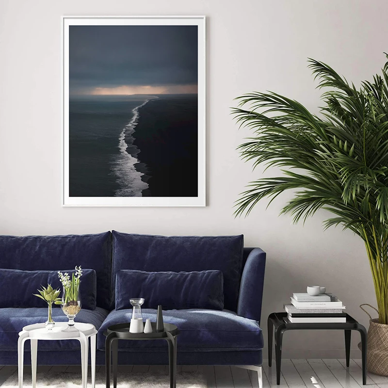 Современный постер счастья с изображением водопада гор озера настенный