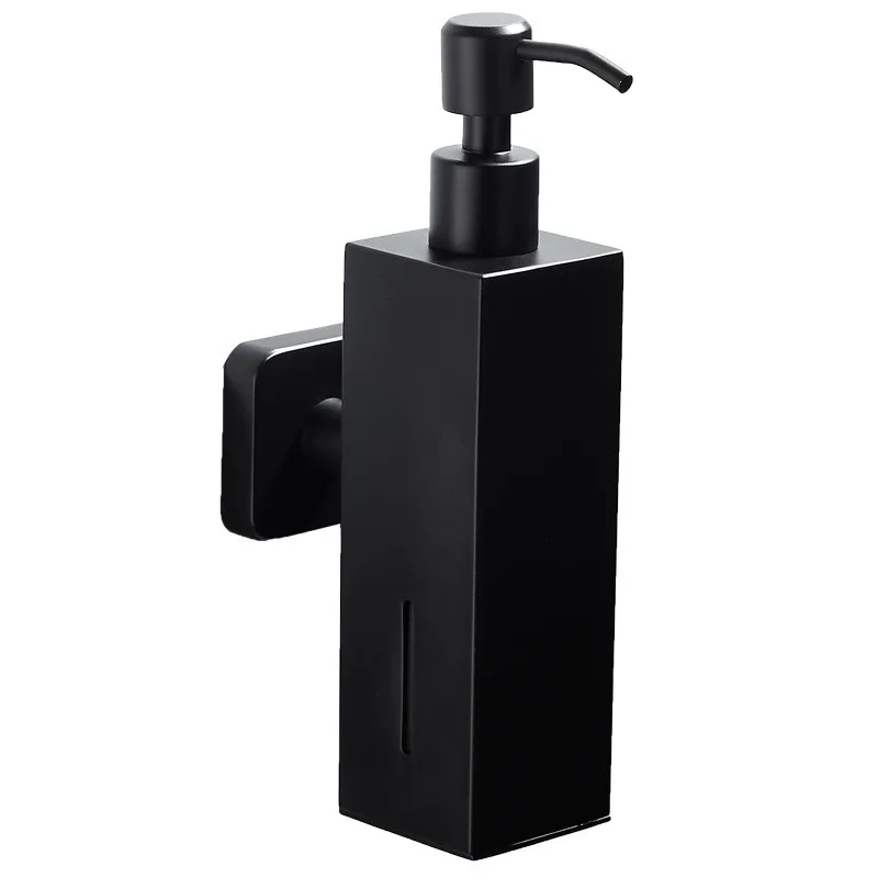 Liquid Soap Dispenser 304 Stainless Steel Bathroom Shower Gel/Shampoo/Hand Sanitizer Holder/Rack Black Square/Round Nail Punched