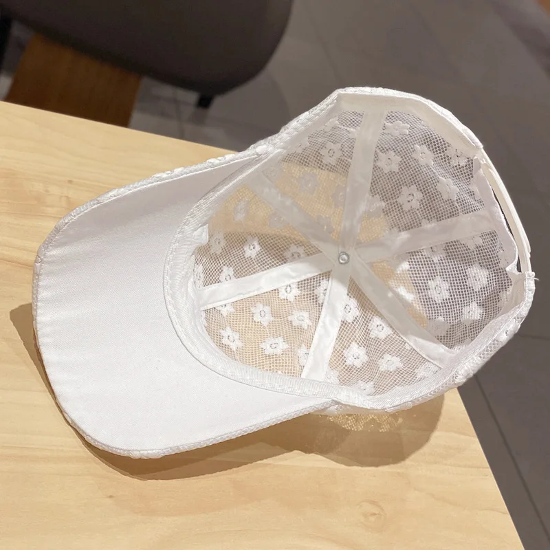 

Women's Lace Small Flower Baseball Caps Breathable Mesh Floral Hat Gorras Summer Cap Snapback Casquette Visor Cap All-match