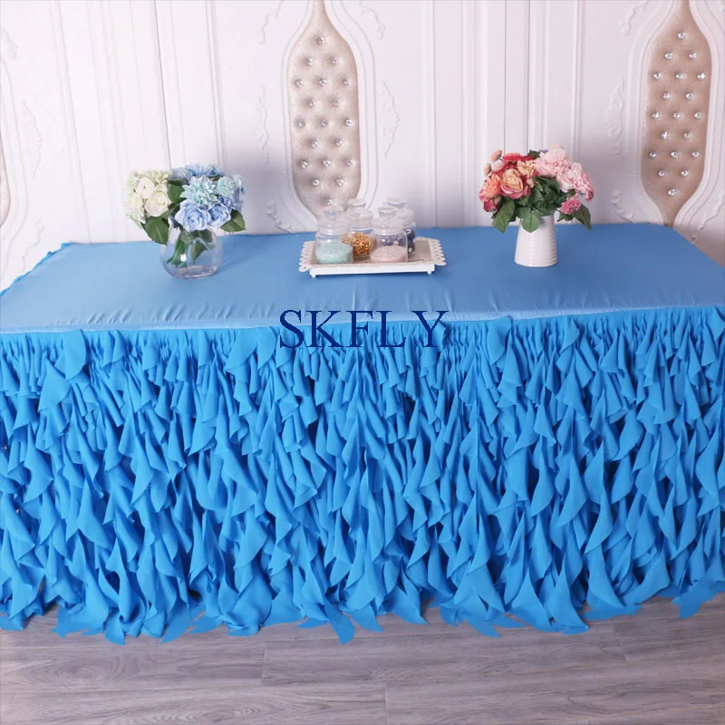 CL037K День Рождения Вечеринка 6 футов прямоугольная курчавая ива frilly синяя