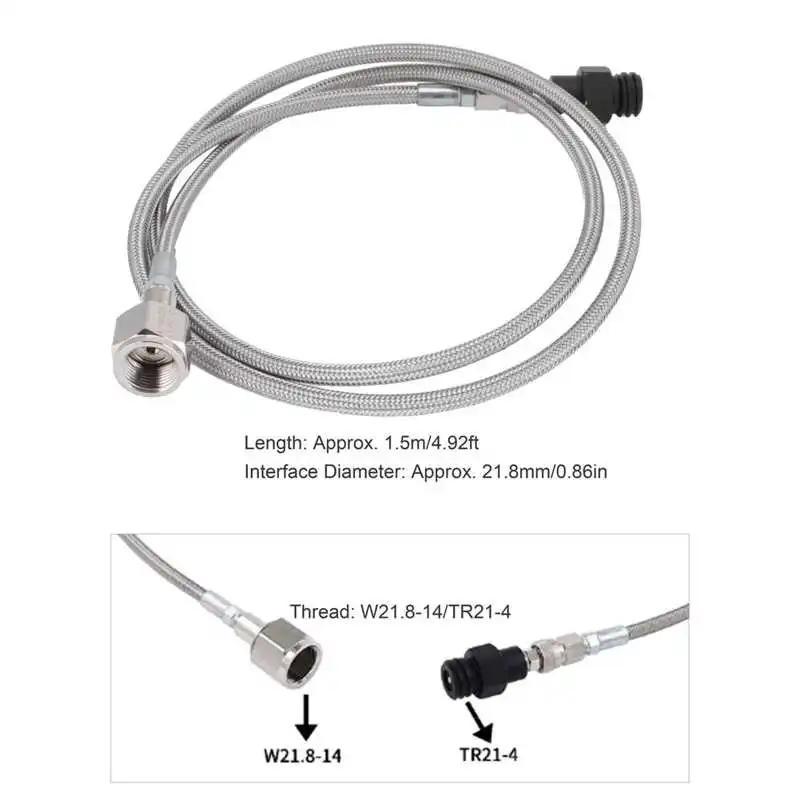 

Soda Tube CO2 Cylinder Refill Adapter Hose Low-Pressure 1500Psi 1.5m W21.8-14 TR21-4 Connector
