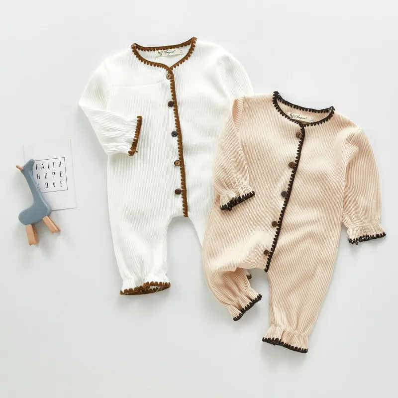 

2021 Spring and Autumn Korean Baby Romper Toddlers Baby Boy Clothes Solid Soft Newborn Baby Girl Clothes Cotton Baby Outfits