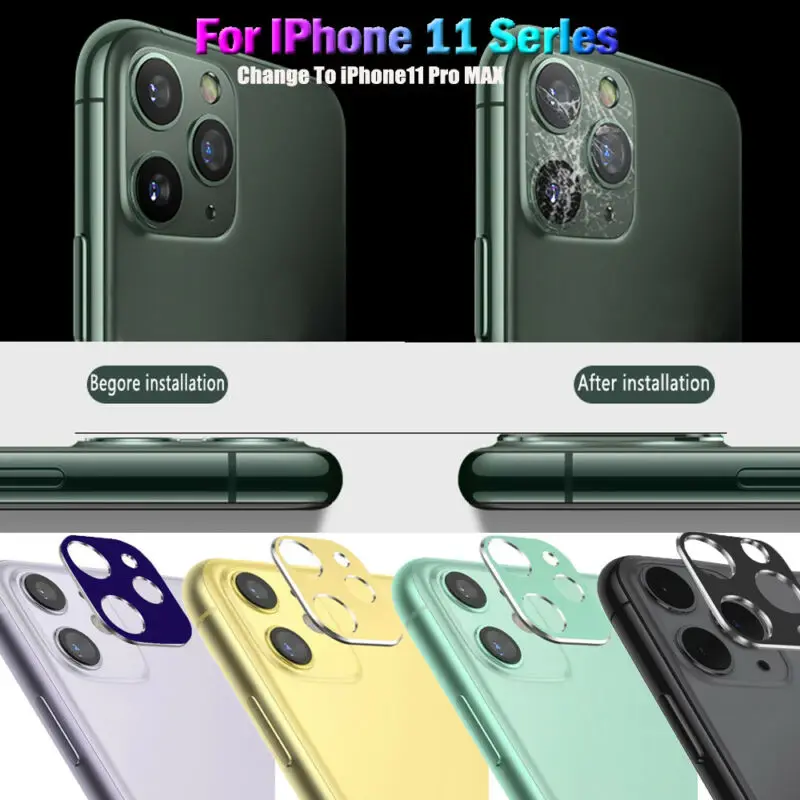 Для iPhone 11 Pro Max полное покрытие металлическая наклейка для объектива камеры