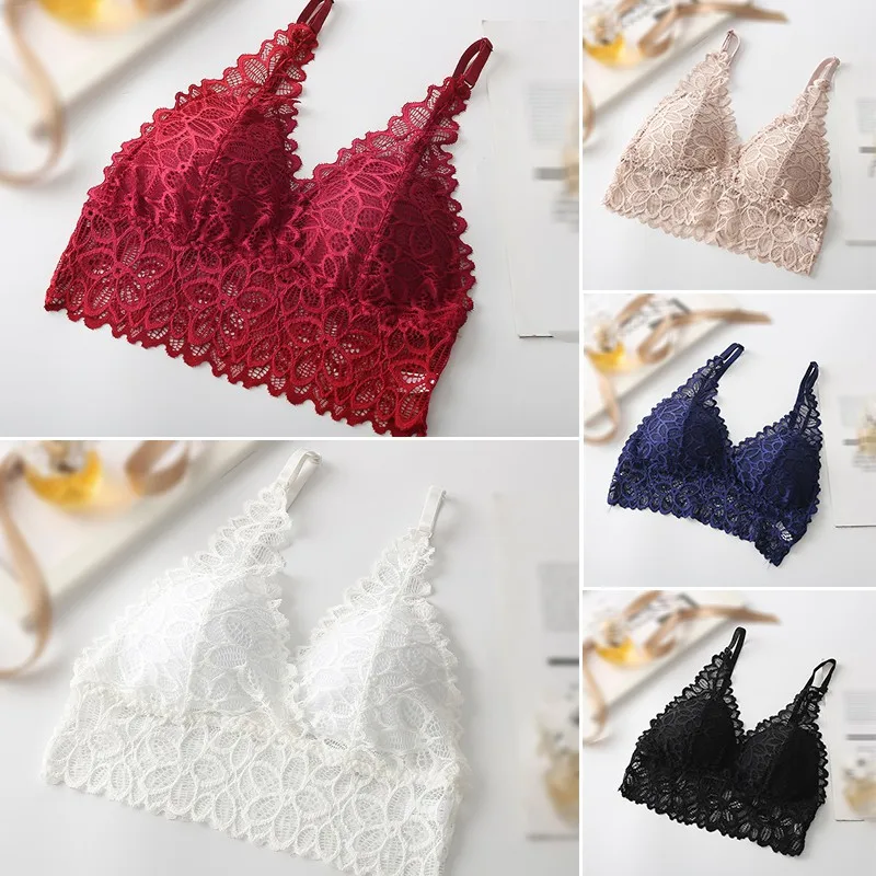 Women French Bra Sexy Lace Beautiful Back Triangle Coaster Underwear No Trace Steel Ring Tube Top | Женская одежда