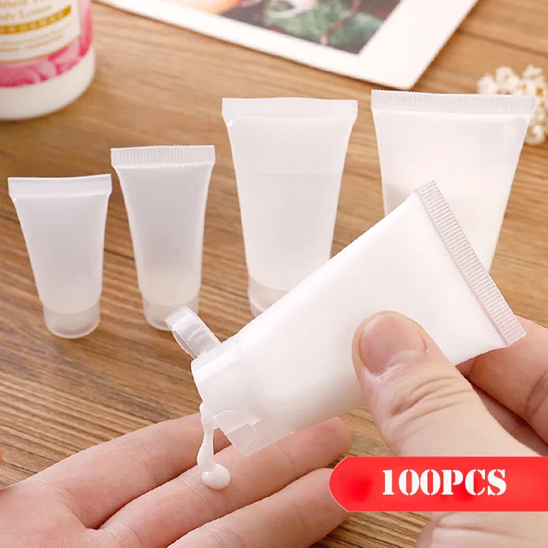 100pcs 15ml-100ml Empty Travel Cosmetic Soft Tube Squeezable Facial Cream Container Hand Sanitizer Lotion Bottle Gel Sample Pot