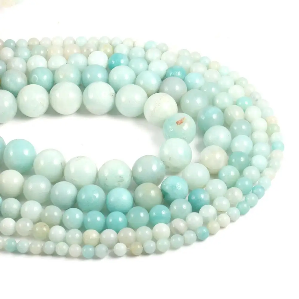 

New Natural Amazonite Round Loose Beads 4 6 8 10 12 MM Pick Size for Jewelry Making 15" Strand