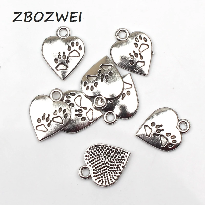 

12pcs Charms love dog paw print 13*17mm Antique Tibetan Silver Pendant Accessories DIY Vintage bracelet Necklace Handmade