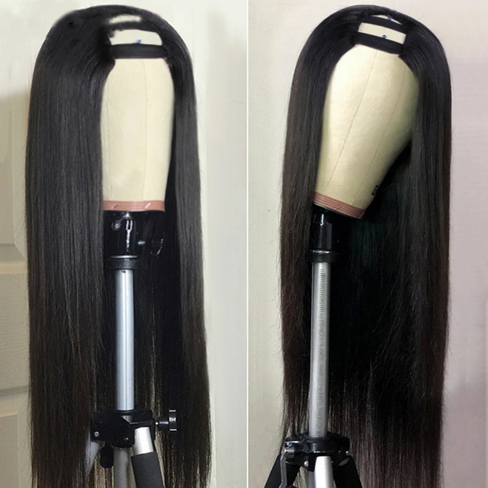 

U Part Wigs Brazilian Bone Straight Human Hair Wigs For Black Women Middle U Shape Deep Part Wigs 150 Density Glueless Lace Wigs