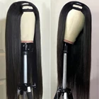 U-образные парики, бразильские прямые парики из человеческих волос с косточками для чернокожих женщин, средние U-образные глубокие парики, плотность 150, бесклеевые парики на сетке