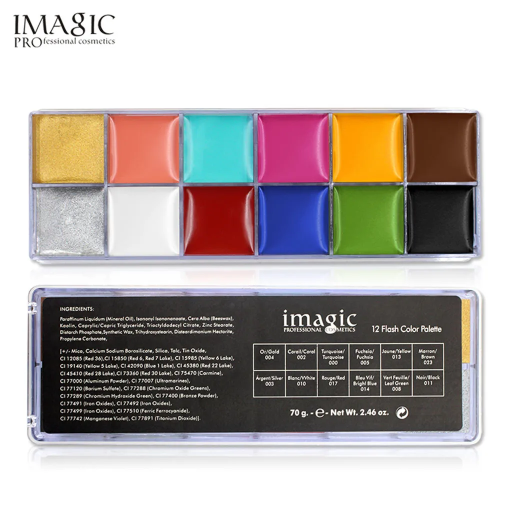IMAGIC, 12 цветов, масляная краска для тела, краска для лица, пигмент для красоты, набор для макияжа, косметическая краска, коробка, вечерние, праздничные, макияж, дизайн