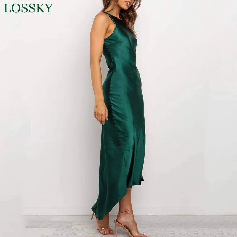 

Women Summer Sexy Elegant Maxi Dress Casual O Neck Sleeveless Split Vintage Slim Party Club Long Dress Solid Hip Short Dress New