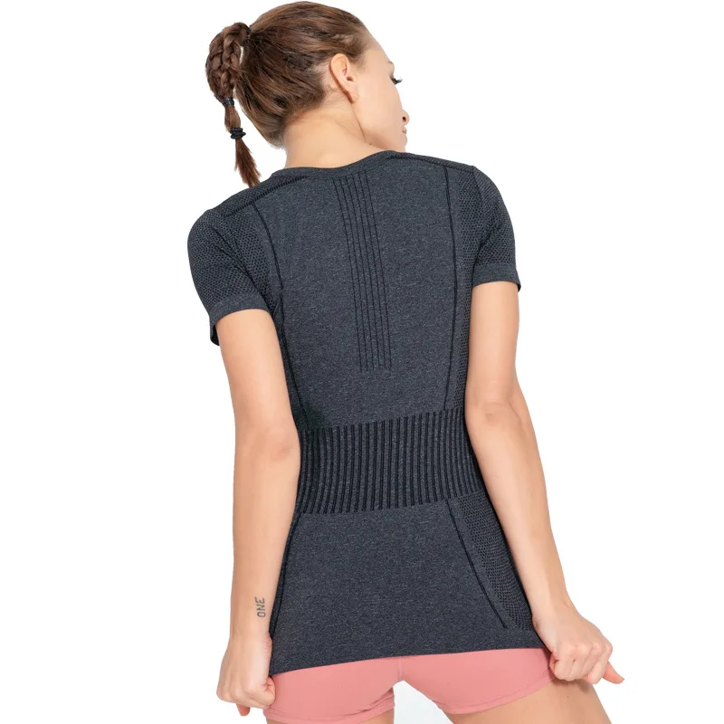 

Seamless Sport Gym Top Woman Dry Fit Jogging Running T-shirt Female Breathable Workout Tops for Women Fitness Sports Shirt