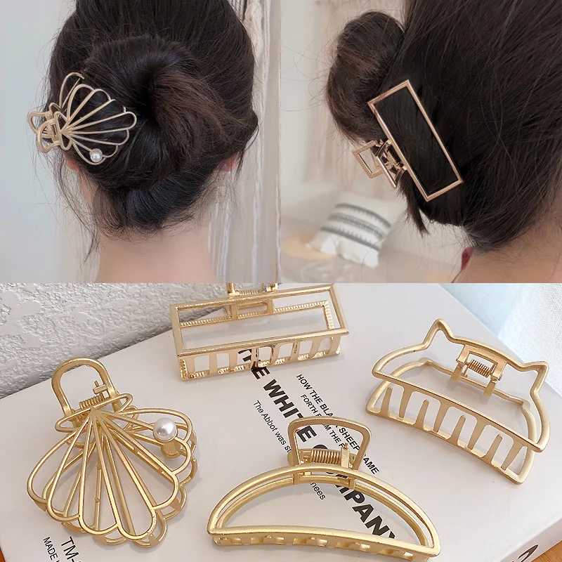 

Korean Geometric Metal Hairpins For Women Girls Hair Claw Clamps Hair Crab Large Simple Bath Hair Clip Fashion Hair Accessories
