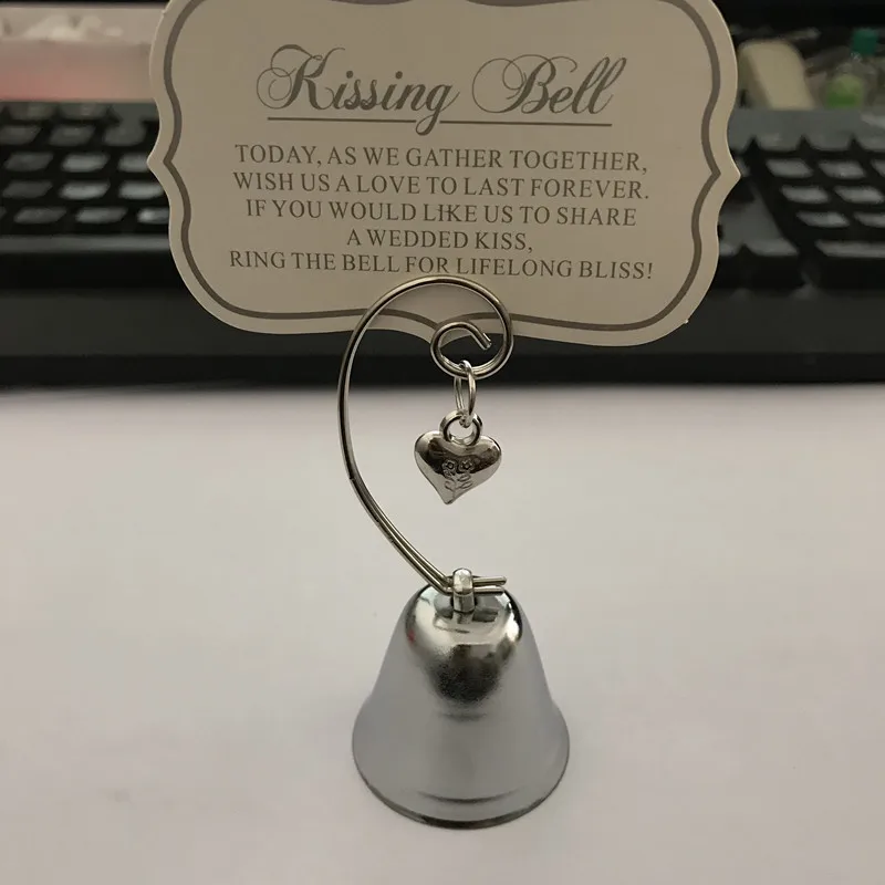 

20pcs/lot+FREE SHIPPING+"Kissing Bell" Silver gold Bell Place Card Holder/Photo Holder Wedding Table Decoration Favors