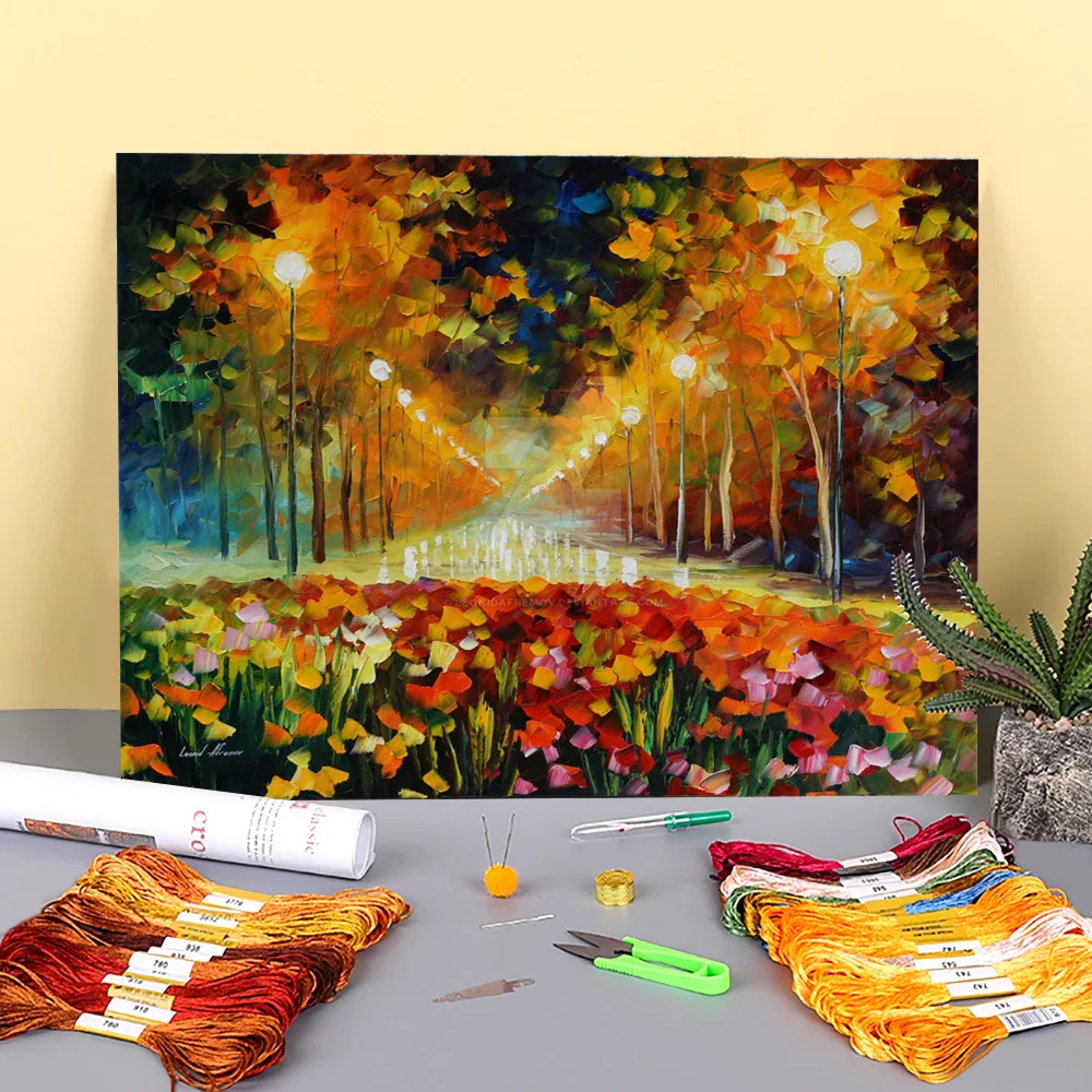 Набор для вышивки крестиком аллея розы с предварительной печатью 11CT вышивка