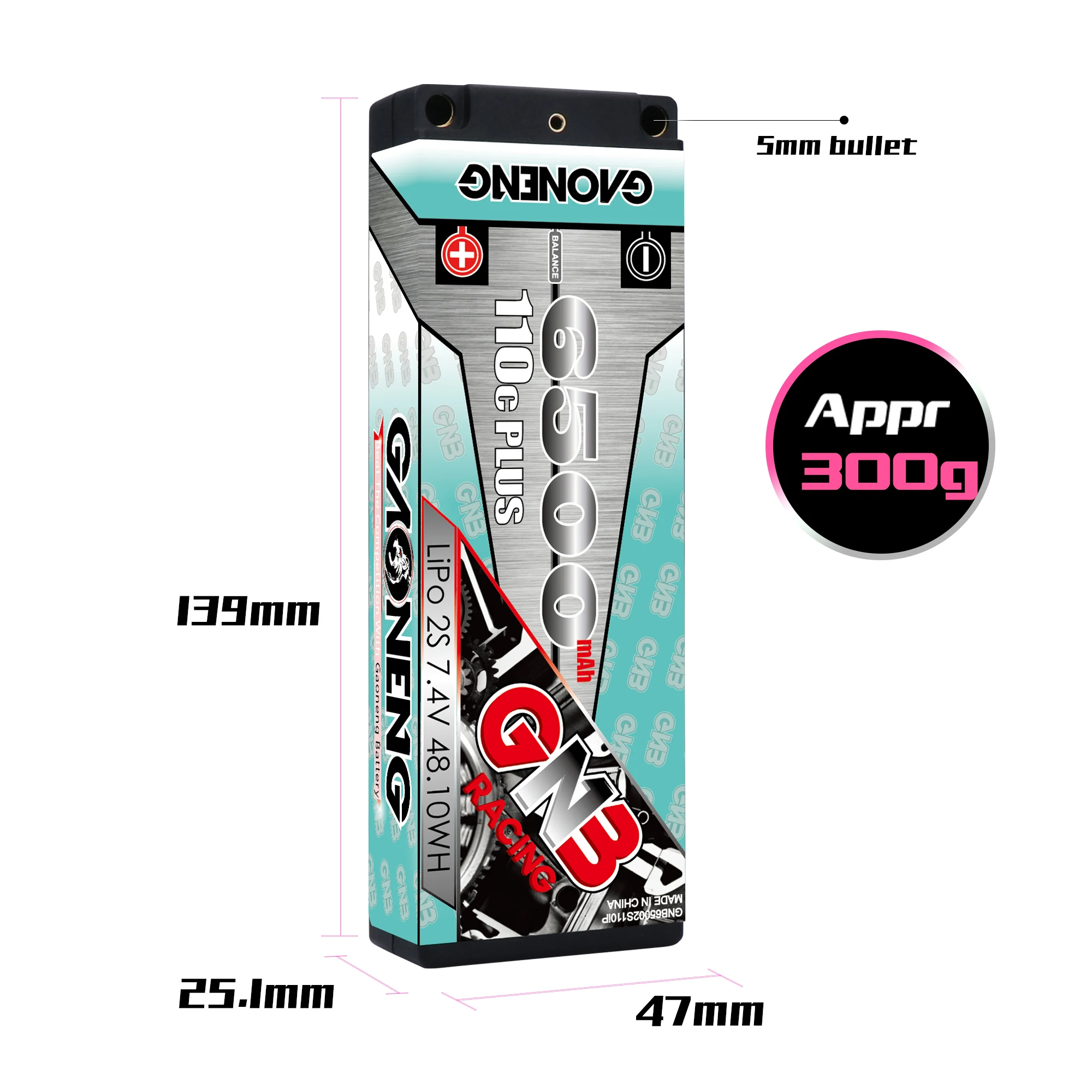 gaoneng gnb 6500 мач 2s 74 v 110c футляр чехол lipo бата