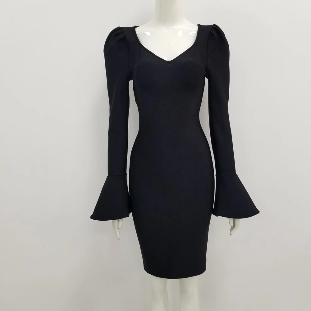 Женское вечернее платье черное или Красное Облегающее с длинным рукавом и