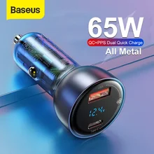 Baseus 65W Car Charger Quick Charge QC 4.0 3.0 QC4.0 USB Type C PD Fast Charging PPS Car Phone Charger For iPhone Xiaomi Samsung