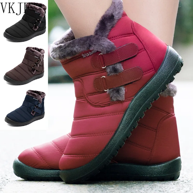 

2021 Women's Boots Women Winter Shoes Waterproof Unisex Snow Boots Female Plush Shoes Slip on Casual Shoe Men's Ankle Boots