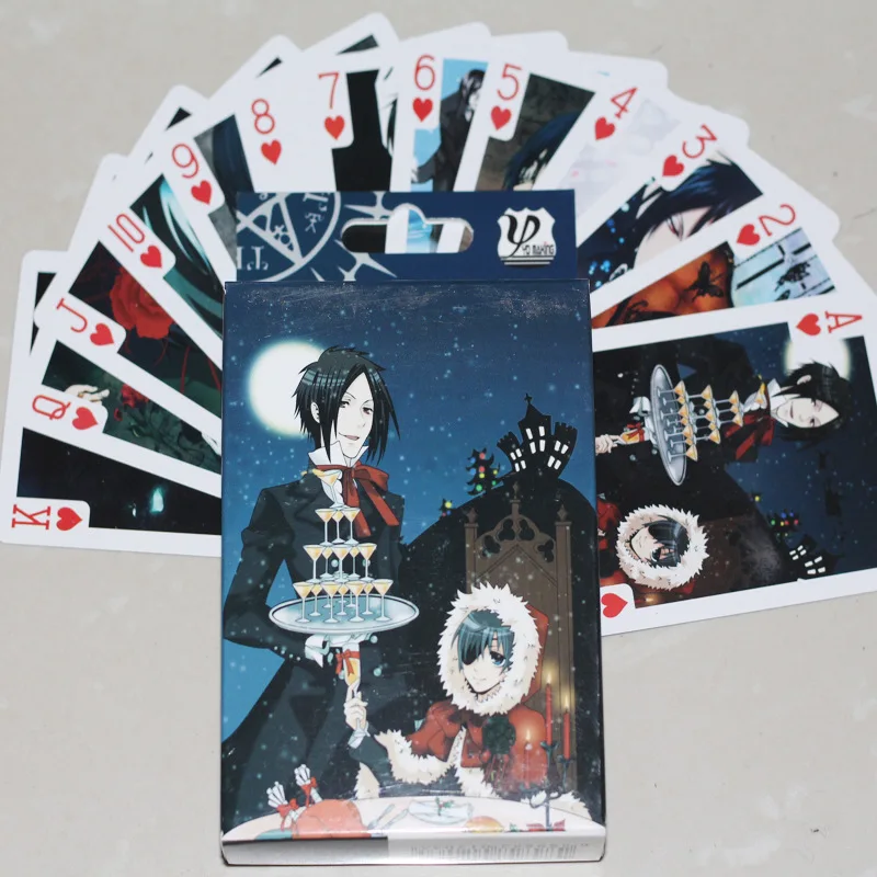 

54 Sheets/set Cartoon Anime Black Butler Sebastian Poker Cards Comics Character Collection Playing Cards Fans Gifts Figure Toys