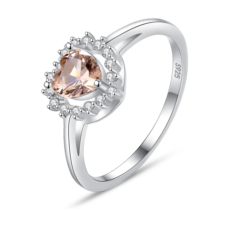 

Классический 100% 925 серебро, созданные в форме сердца коричневого цвета с украшением в виде кристаллов Свадебные Кольца для женщин с высоким ...