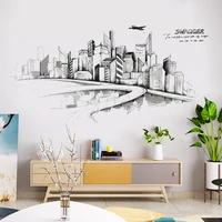 large building city wall stickers for living rooms room bedside background wall decortion home decor self adhesive vinyl sticker