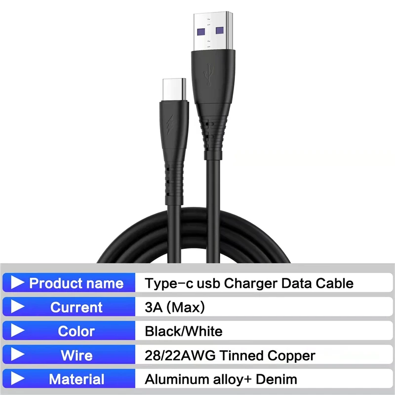 Кабель USB Type-C 3A для быстрой зарядки и передачи данных Huawei P40 Pro P30 P20 Lite Honor 30 20 10 Xiaomi