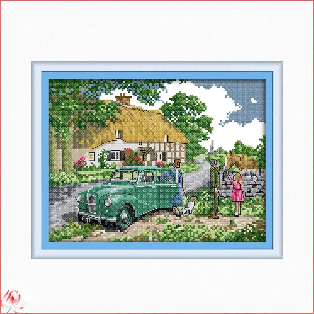 

Joy Sunday On The Outskirts Of The Scenery 14CT 11CT Counted Aand Stamped Home Decor Needlework Needlepoint Cross Stitch Kits