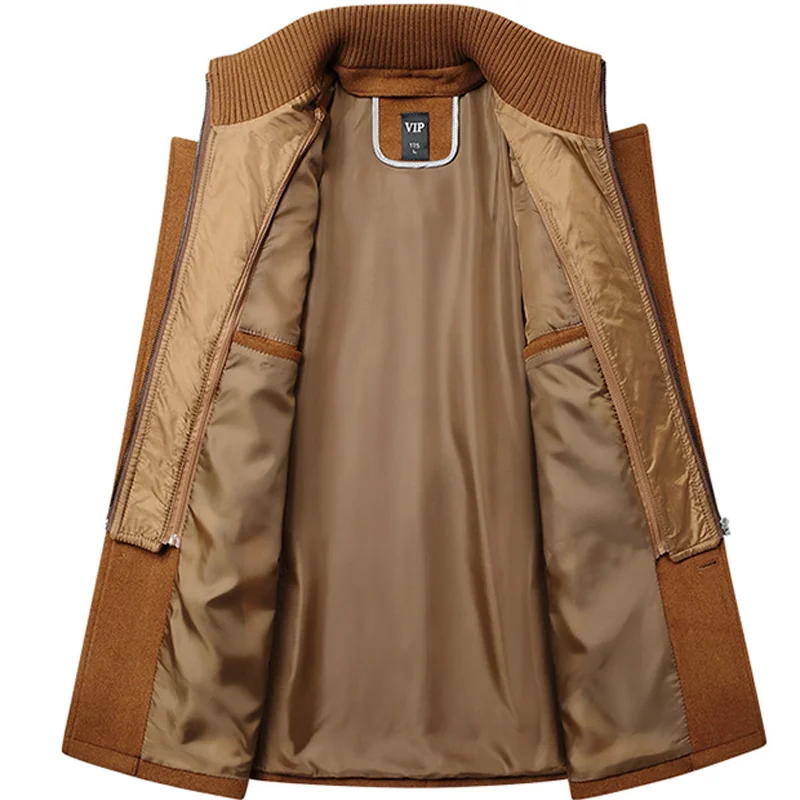 Имитация двух предметов черный шерстяной Тренч мужской 2021 зимнее утепленное