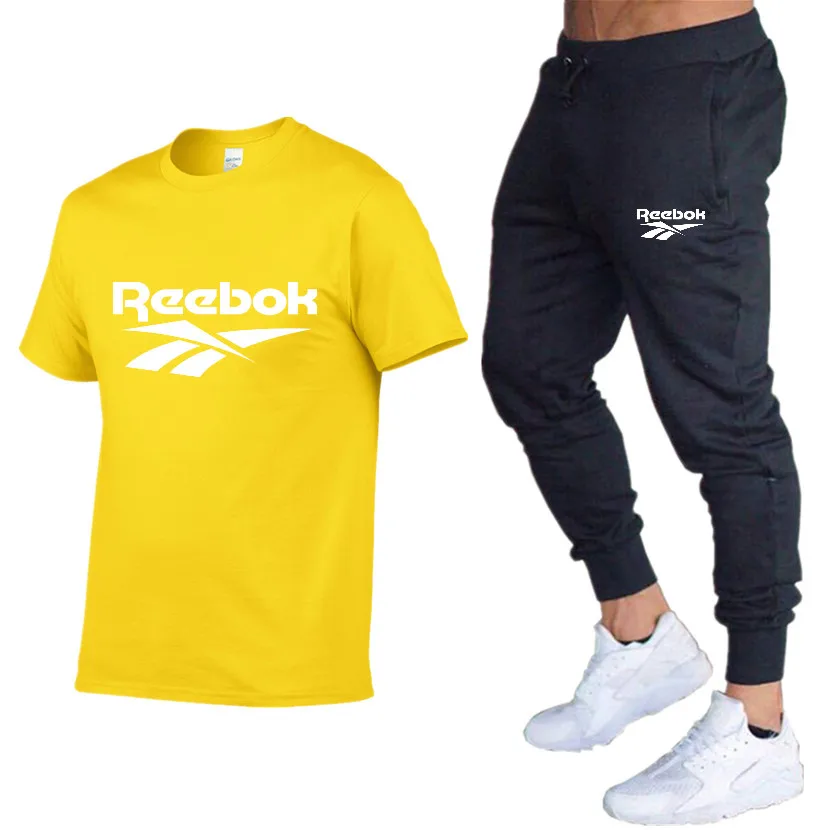 

Men's T-shirt and Pants Set Casual Two Piece Tracksuit Gym Sportswear Brand Sweat Suit 2021 Summer New