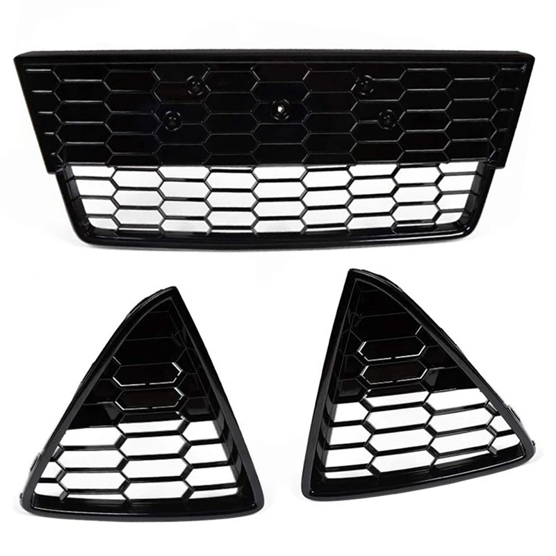 

2 Set Car Accessories: 1 Pcs Car Honeycomb Mesh Front Lower Center Grille & 1 Set Car Front Bumper Lower Grill Grille