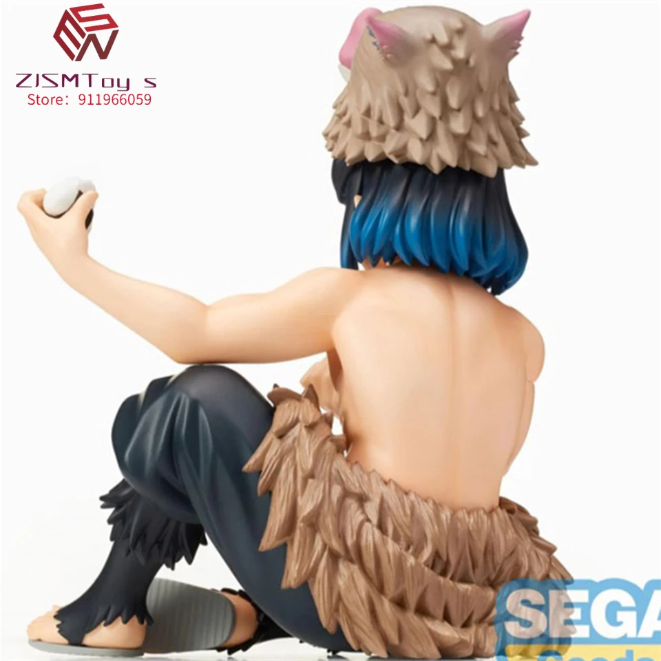 

Free shipping 13Cm Original SEGA Version Demon Slayer Hashibira Inosuke Sitting And Eating Noodle Stopper PVC Figure Model Toy
