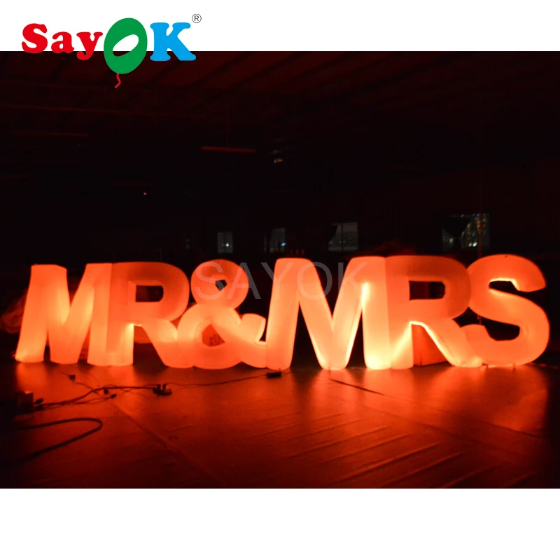 1,2 m H x 6,17 m L надувные буквы MR& MRS с светодиодный подсветкой на День святого Валентина, свадебные юбилейные праздничные украшения