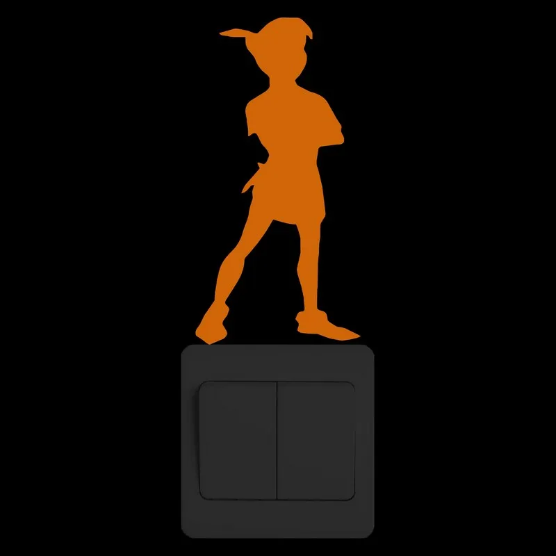 Мультфильм маленький мальчик светящийся в темноте переключатель наклейка