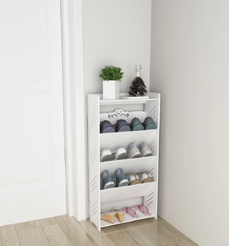 

Simple and small narrow door shoe rack storage room looks good and saves the space of the shoe cabinet behind the door 000