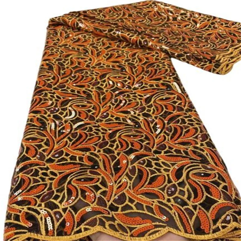 5 ярдов мягкая африканская кружевная ткань из органзы Высококачественная