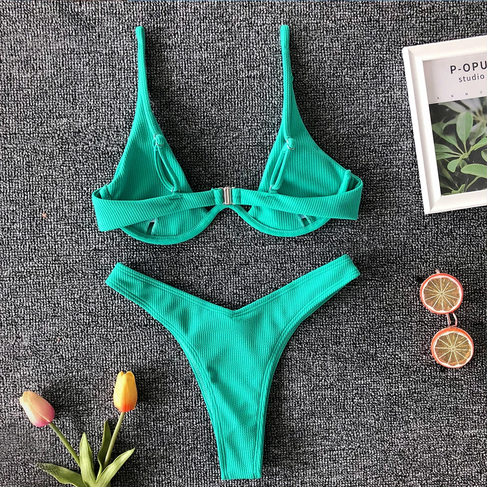 

2021 Swimsuit Sexy Push-Up Swimming Swimsuit Beachwear Underwire Bikini Suit Swimwear Female Brand Brazilian Bikini